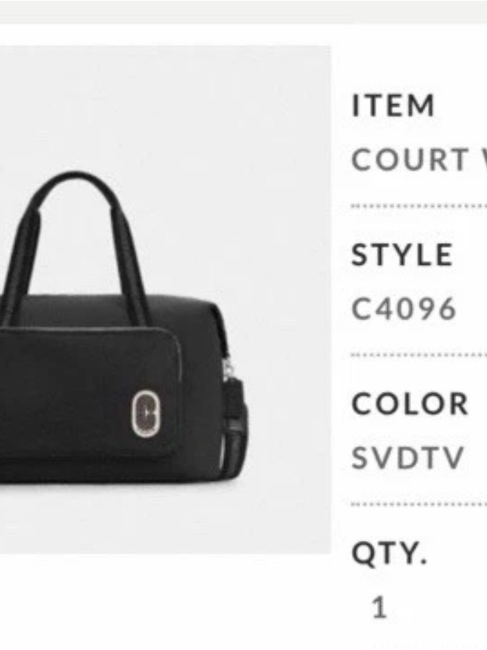 Coach Black Nylon & Leather Travel Duffel with Silver Hardware - Picture 9 of 9